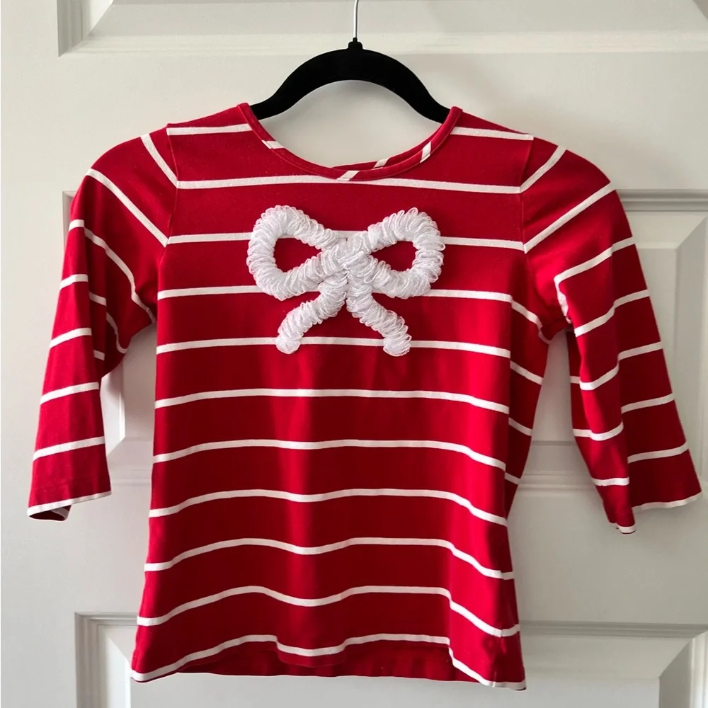 Hanna Andersson red and white striped shirt and black tulle skirt Size 8 - Picture 3 of 13
